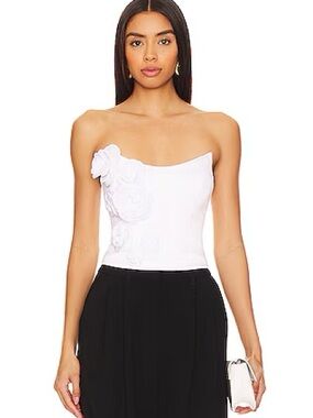 White Lovers and Friends Bustier- Floral Appliqué Corset Top